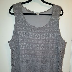 CJ Banks Crocheted sleeveless lined sweater tank